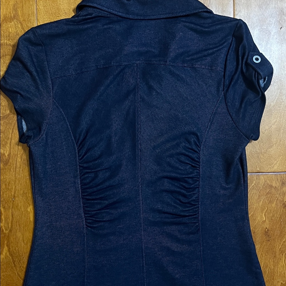 Vintage Intermission Y2K Navy Button-Up Sheath Midi Dress Size 8 Retro Grunge - Picture 10 of 11